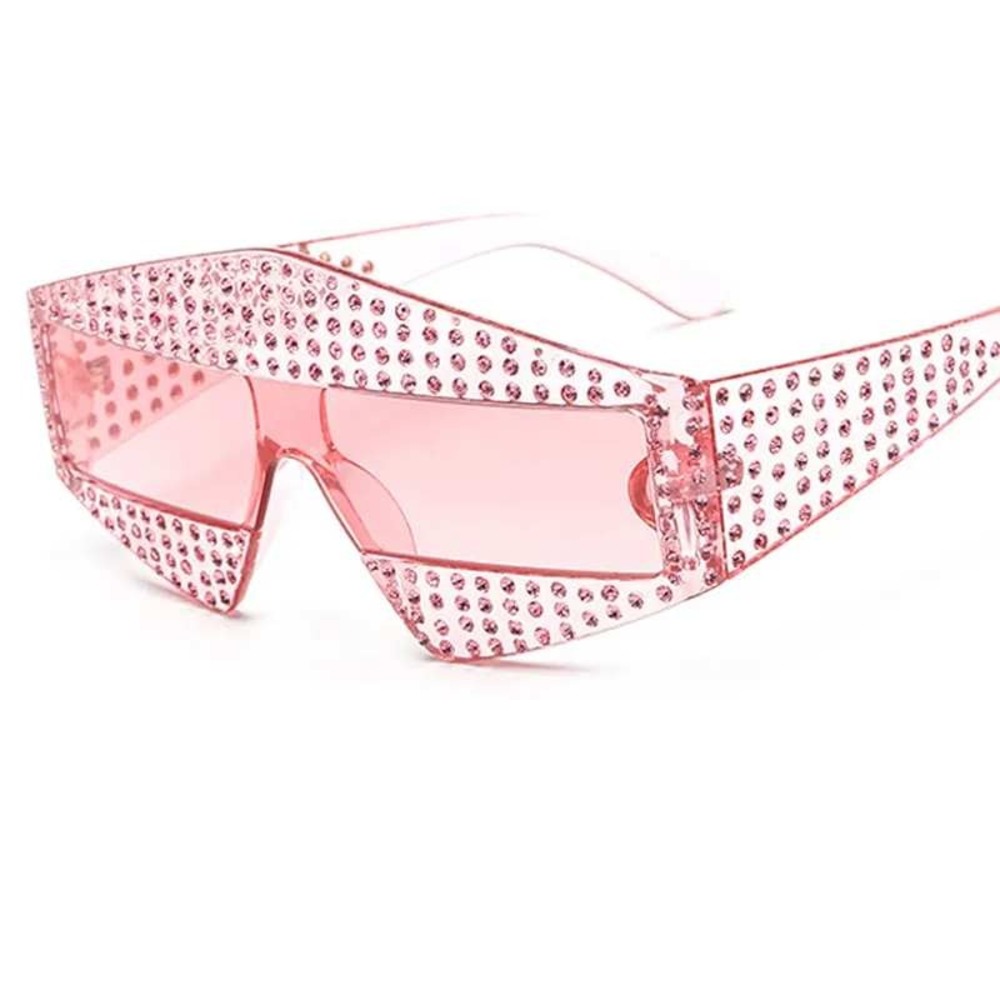 Rhinestone Sunglasses Women Fashion Visor Shield Trendy Pink Street Wear Trendy